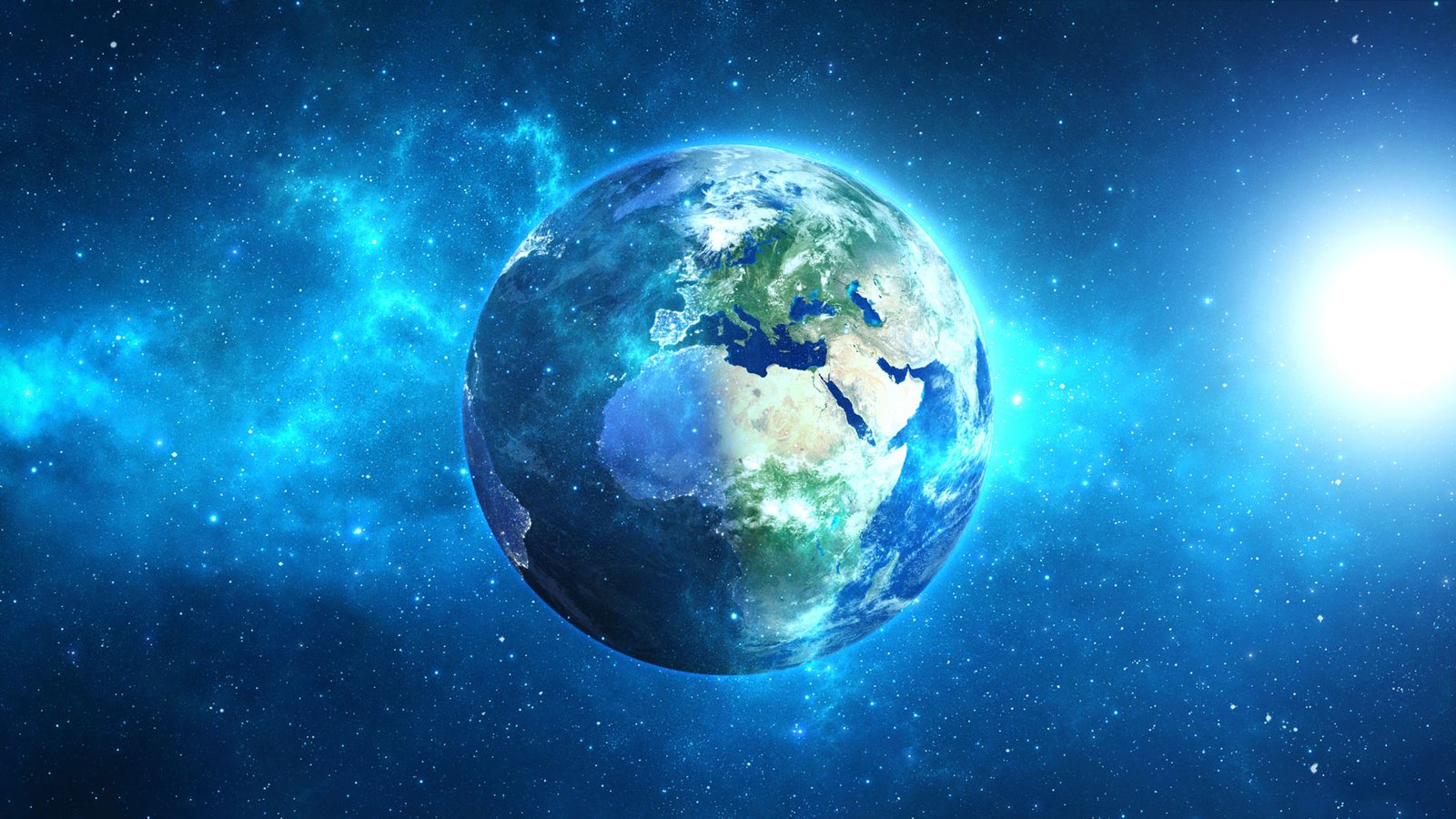 Планета земля на голубом фоне